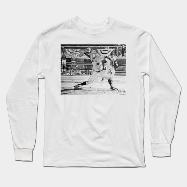 College Baseball pitcher Long Sleeve T-Shirt by BryanWhipple